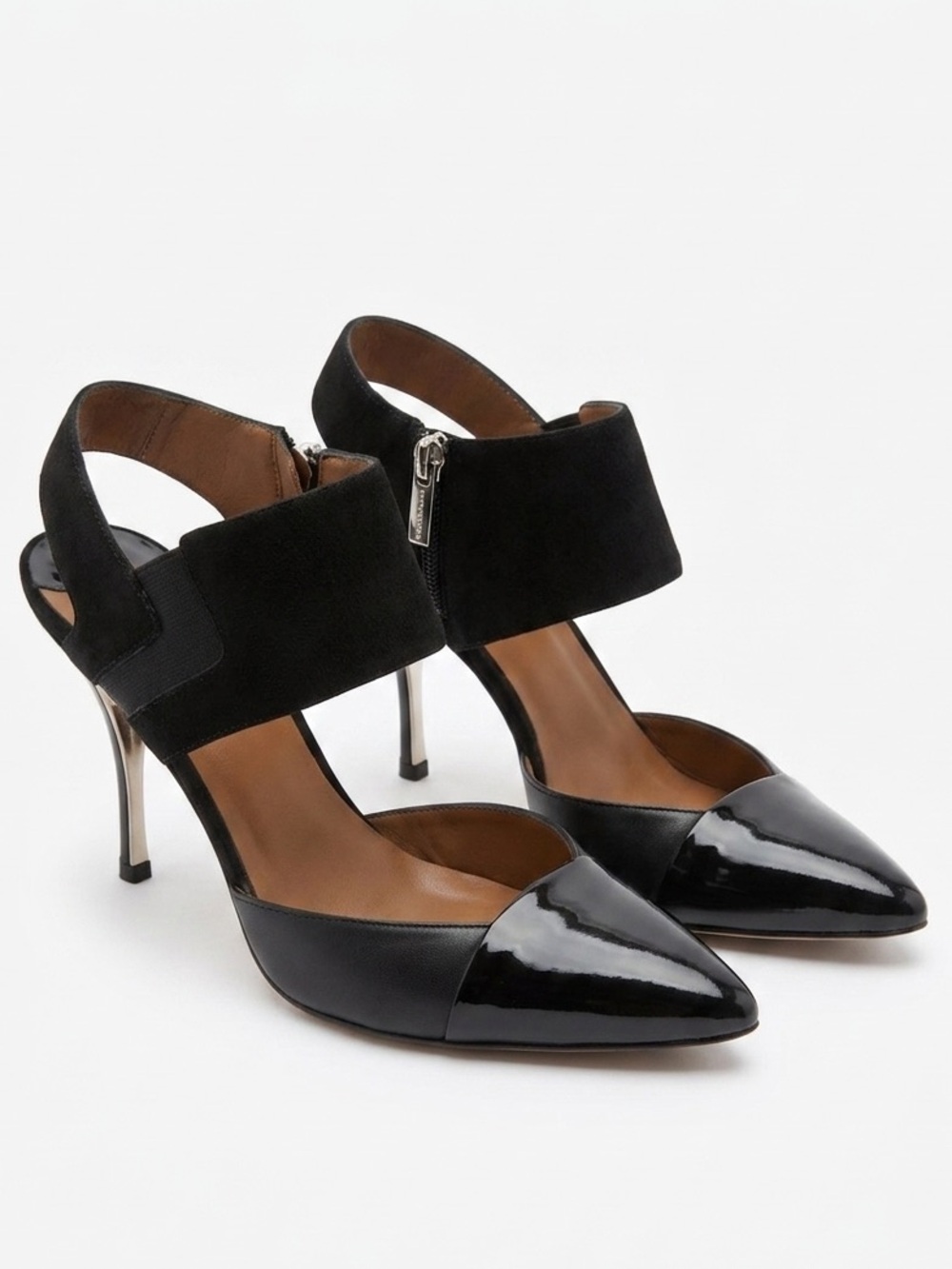Donald J Pliner Mixed Media Pointed Toe Slingback Pumps Black Size 7